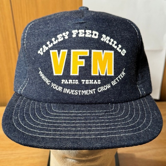 Vintage Valley Feed Mills VFM Paris‎ Texas TX Snapback Hat Cap Trucker - Picture 1 of 8